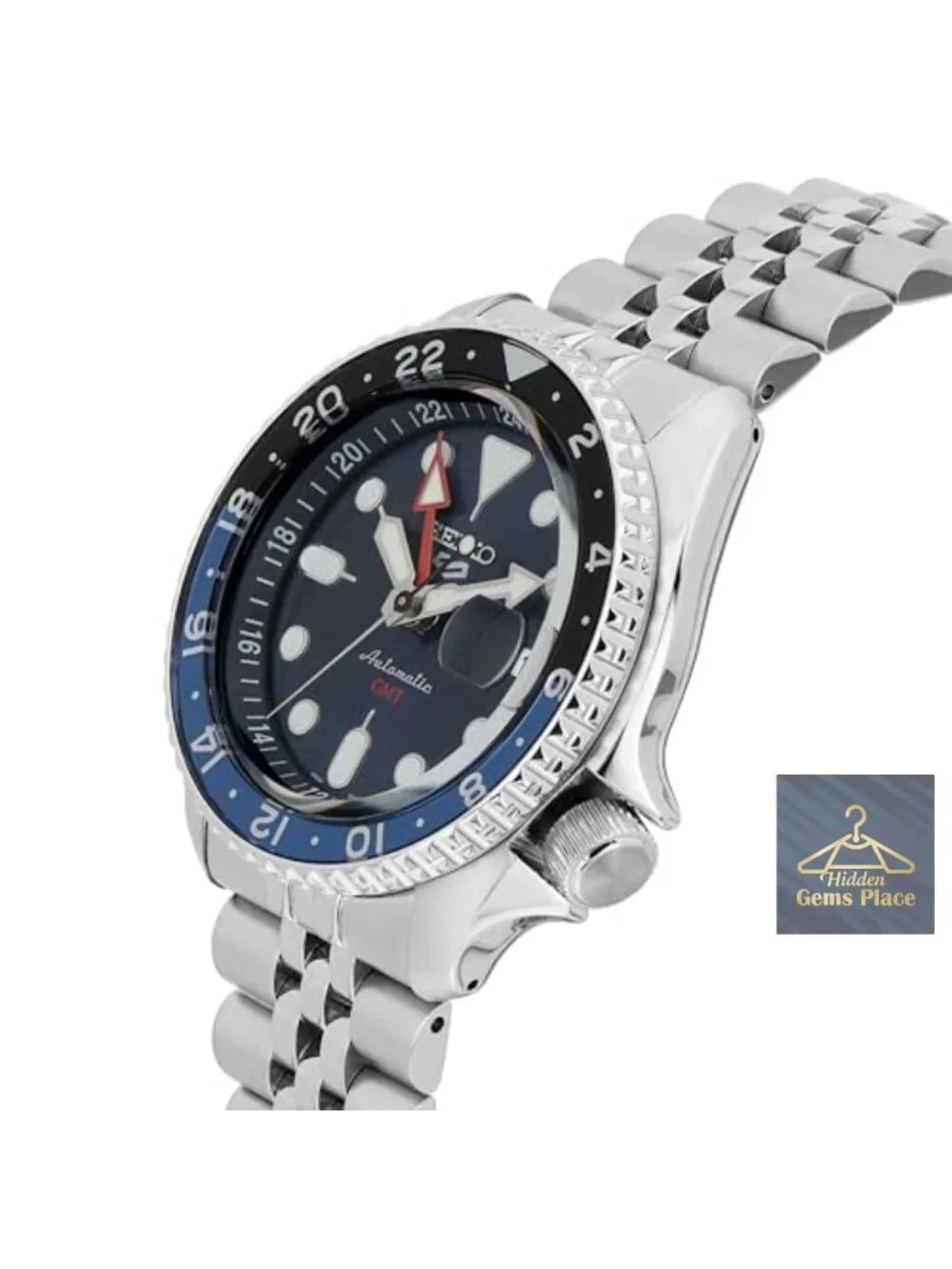 Men's Automatic Wrist Watch Stainless Steel Bracelet GMT Bezel Luminous Hands